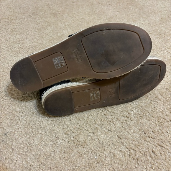 Eileen Fisher Lala Leather Espadrille Flat Black 7 - Picture 4 of 6